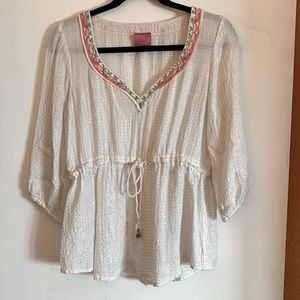 Free People blouse with silver shimmer & jingles